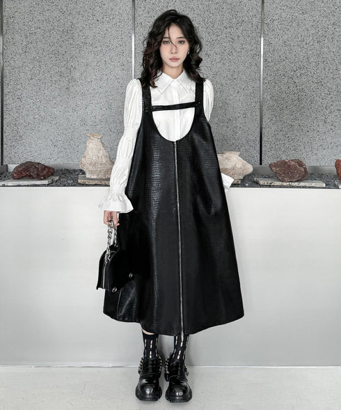 Zip Suspender Dress